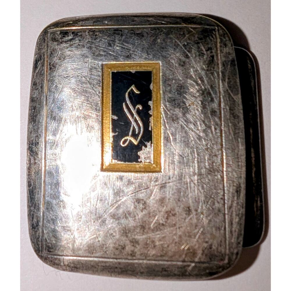 VTG Hickok Plate Hammered Silver Monogram Initial "S" Belt Buckle Made in USA